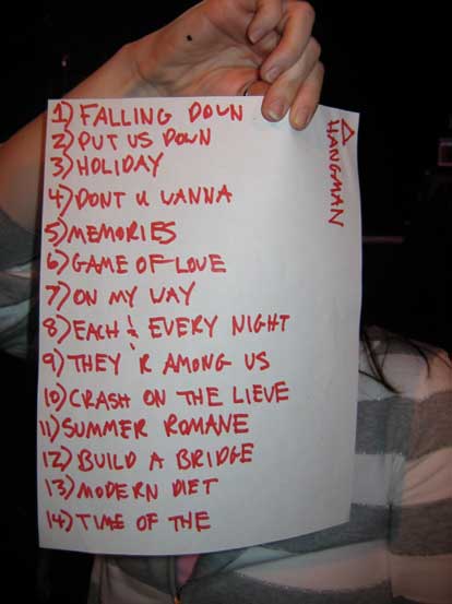 Set list.